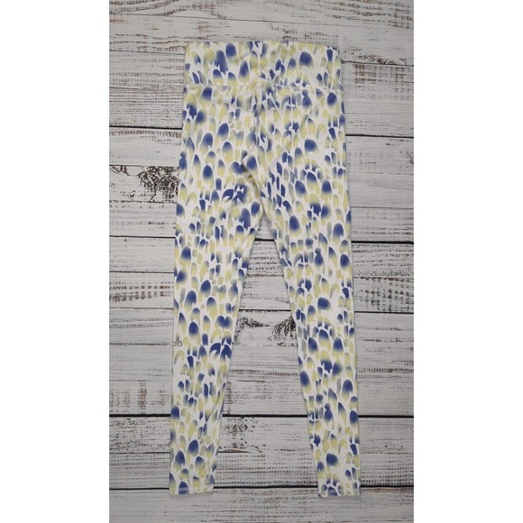 ALO YOGA Abstract Print Elastic Waistband Yoga Legging Pants White/Blue WMNS XS - Picture 2 of 4
